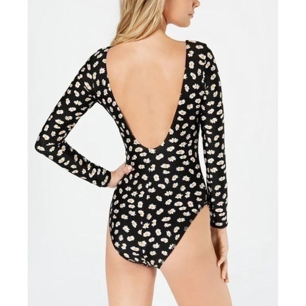 Volcom Daisy Print Long Sleeve Lace Up One Piece
